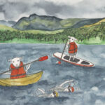 Herdwick sheep watersports greetings card