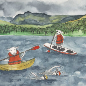 Herdwick sheep watersports greetings card