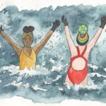 Wild swimming greetings card
