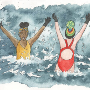 Wild swimming greetings card