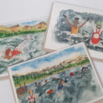 Wild swimming greetings cards