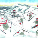 Herdwick sheep snow sports christmas card