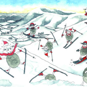 Herdwick sheep snow sports christmas card